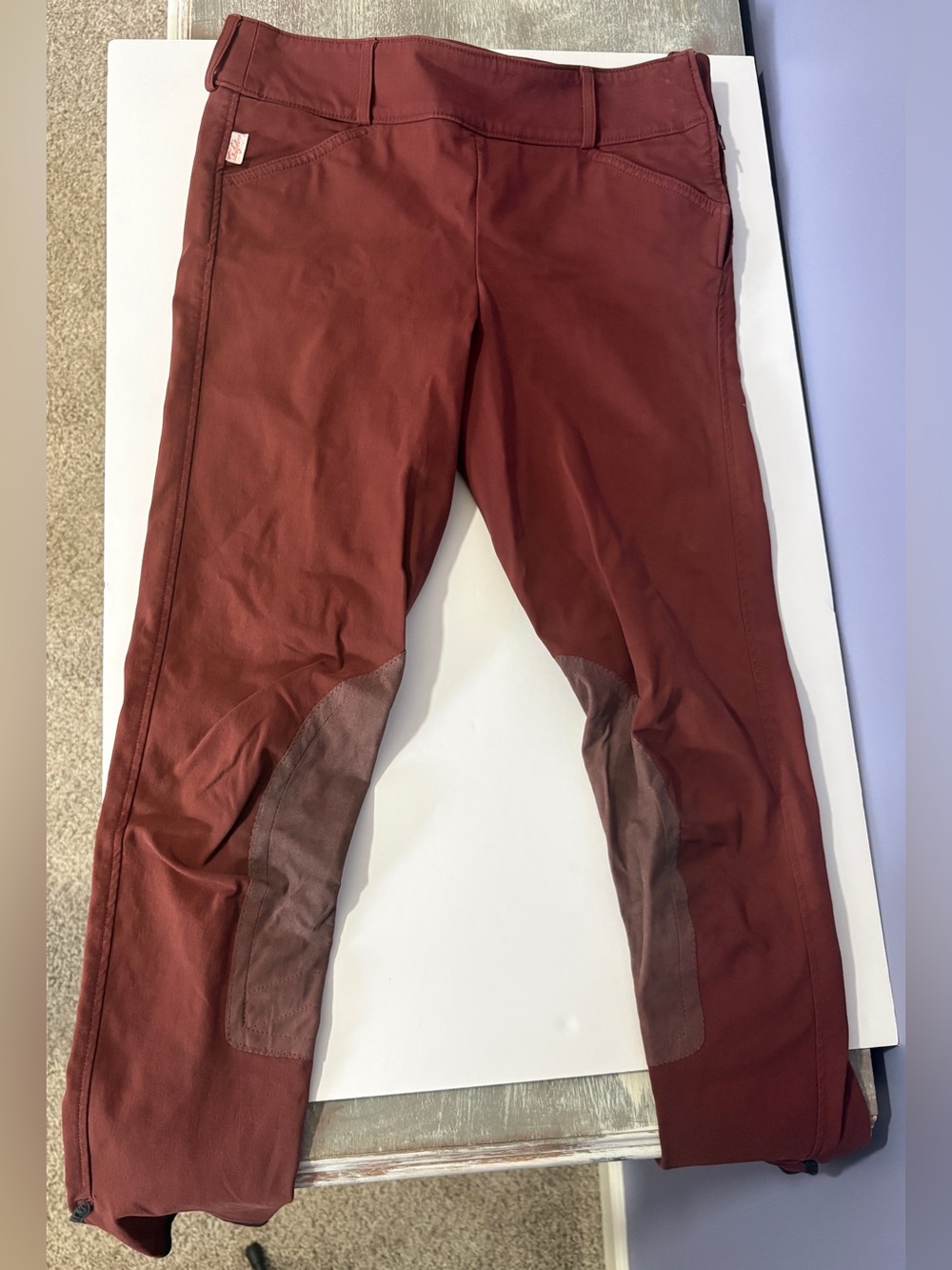 The Tailored Sportsman Trophy Hunter Knee Patch Breeches Burgundy Size 28